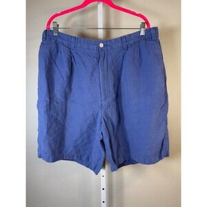 Daniel Cremieux Classics Mens 38 Blue 100% Linen Pleated Shorts Italian Fabric